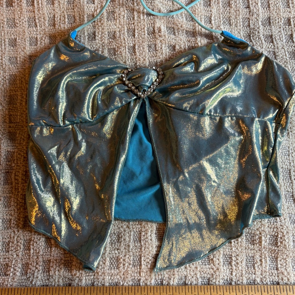 SHEIN Teal and Gold Top